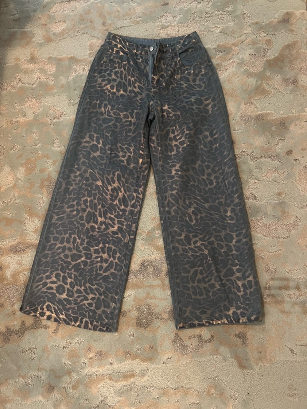 Wide Leg Animal Print Jeans